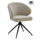 Eetkamerstoel Porto Bouclé Taupe 180 ° C draaistoel
