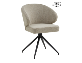 Eetkamerstoel Porto Bouclé Taupe 180 ° C draaistoel