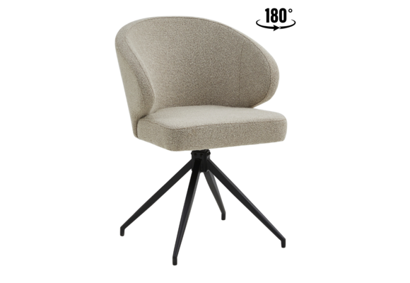 Eetkamerstoel Porto Bouclé Taupe 180 ° C draaistoel