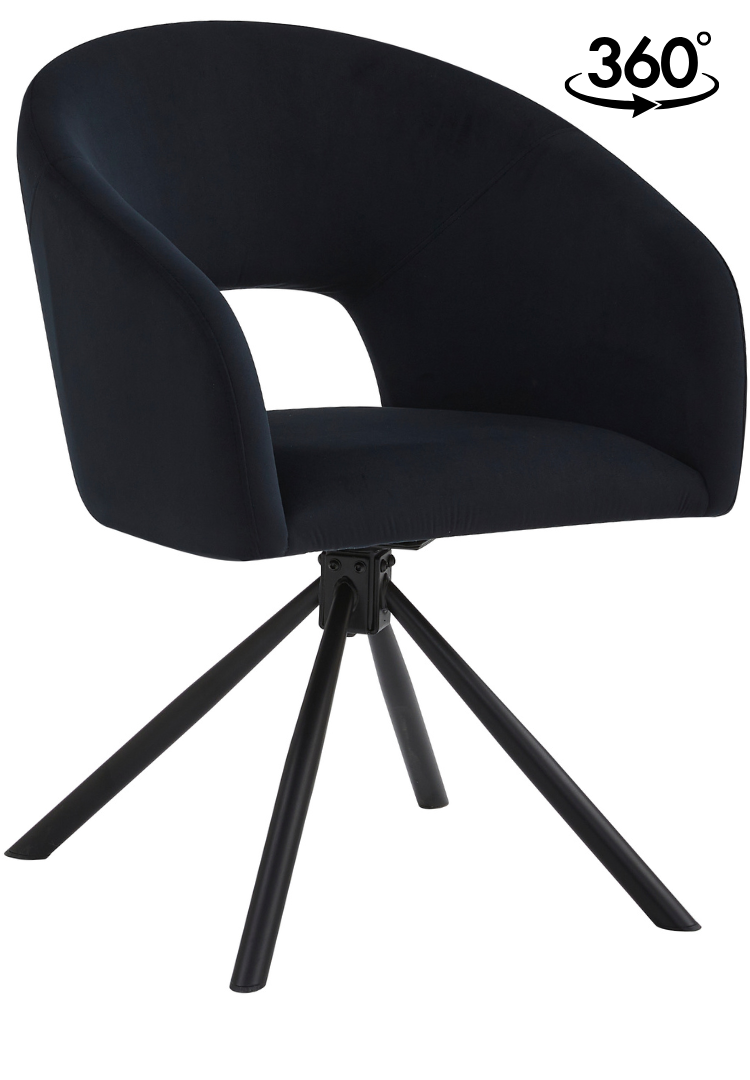 Eetkamerstoel Vigo Zwart 360 ° C draaistoel