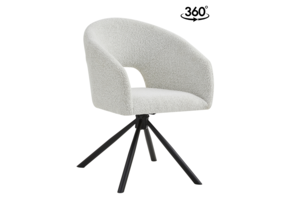 Eetkamerstoel Vigo Bouclé Wit 360 ° C draaistoel