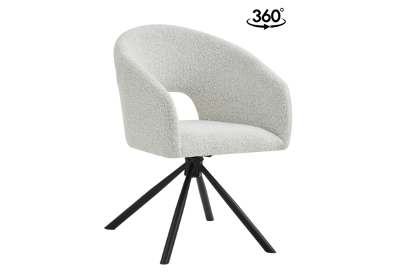 Eetkamerstoel Vigo Bouclé Wit 360 ° C draaistoel