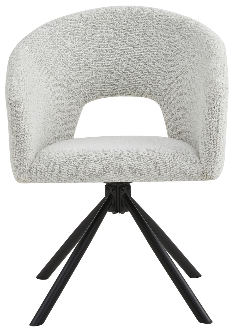 Eetkamerstoel Vigo Bouclé Wit 360 ° C draaistoel