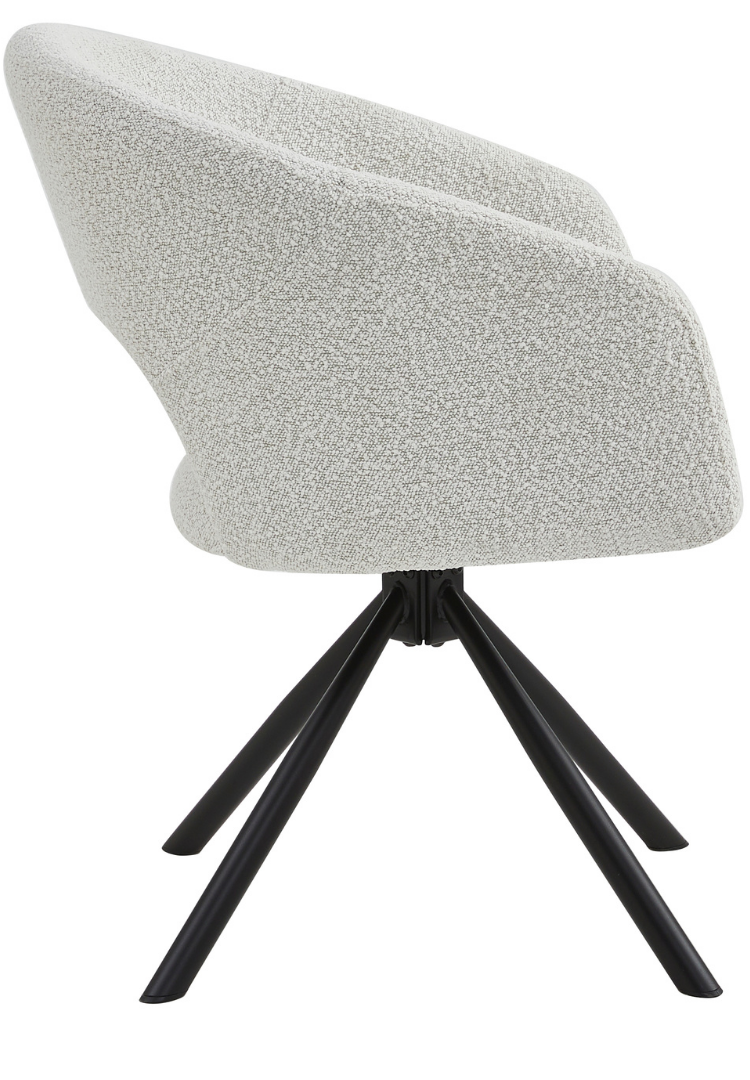 Eetkamerstoel Vigo Bouclé Wit 360 ° C draaistoel