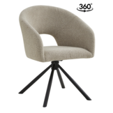Eetkamerstoel Vigo Bouclé Taupe 360 ° C draaistoel