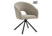 Eetkamerstoel Vigo Bouclé Taupe 360 ° C draaistoel