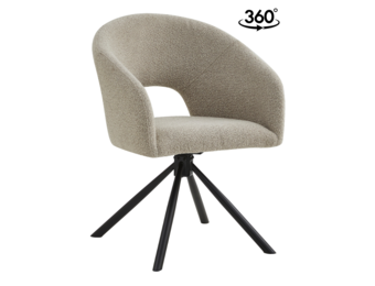 Eetkamerstoel Vigo Bouclé Taupe 360 ° C draaistoel