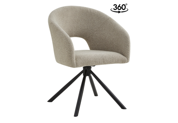 Eetkamerstoel Vigo Bouclé Taupe 360 ° C draaistoel