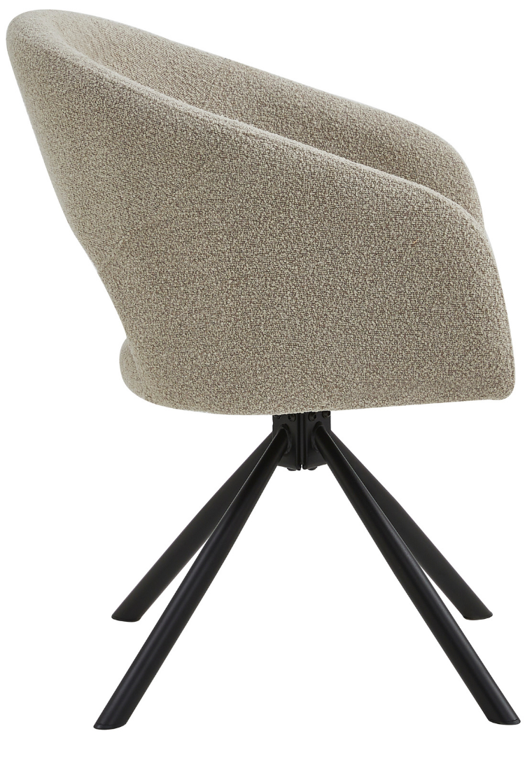 Eetkamerstoel Vigo Bouclé Taupe 360 ° C draaistoel