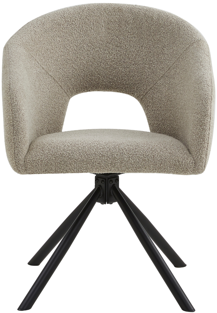 Eetkamerstoel Vigo Bouclé Taupe 360 ° C draaistoel