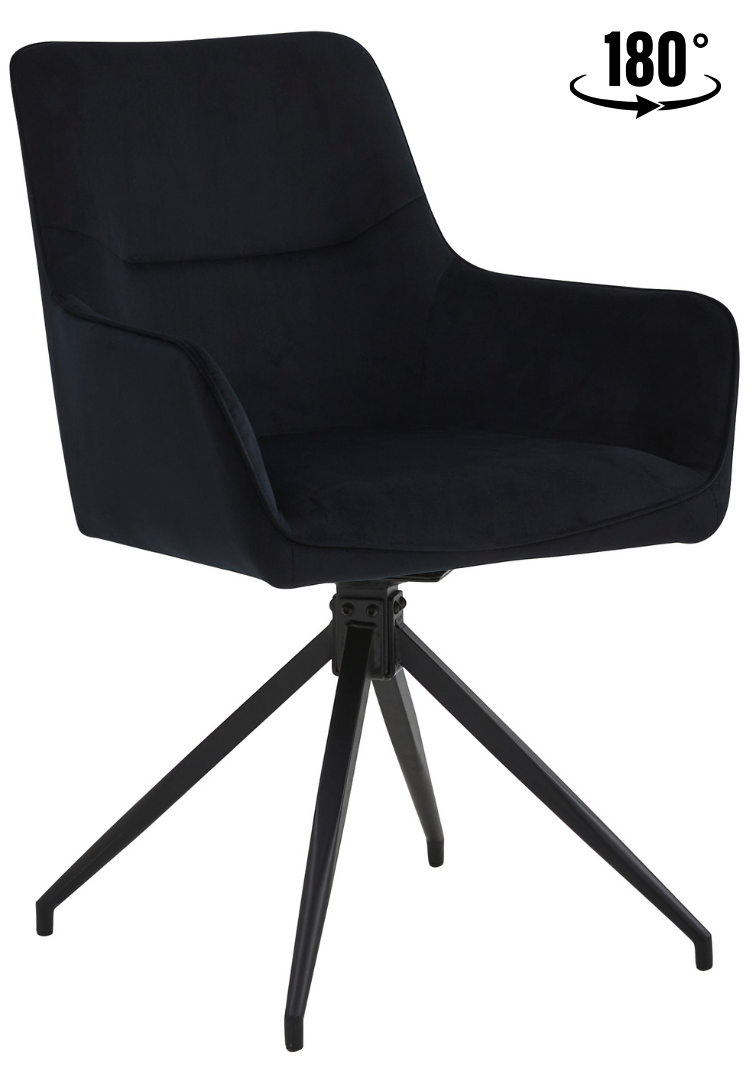 Eetkamerstoel Lagos Zwart 180 ° C draaistoel