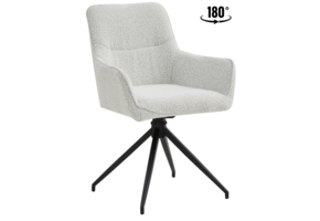 Eetkamerstoel Lagos Bouclé Wit 180 ° C draaistoel