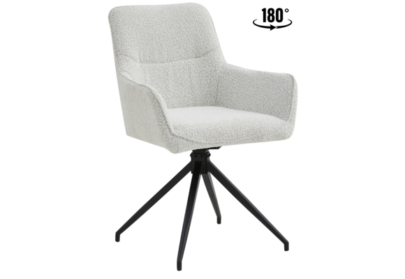 Eetkamerstoel Lagos Bouclé Wit 180 ° C draaistoel