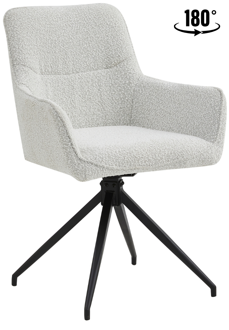 Eetkamerstoel Lagos Bouclé Wit 180 ° C draaistoel