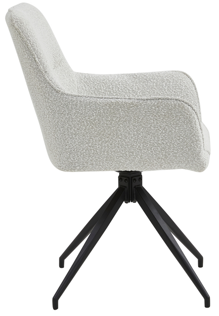 Eetkamerstoel Lagos Bouclé Wit 180 ° C draaistoel