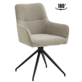 Eetkamerstoel Lagos Bouclé Taupe 180 ° C draaistoel