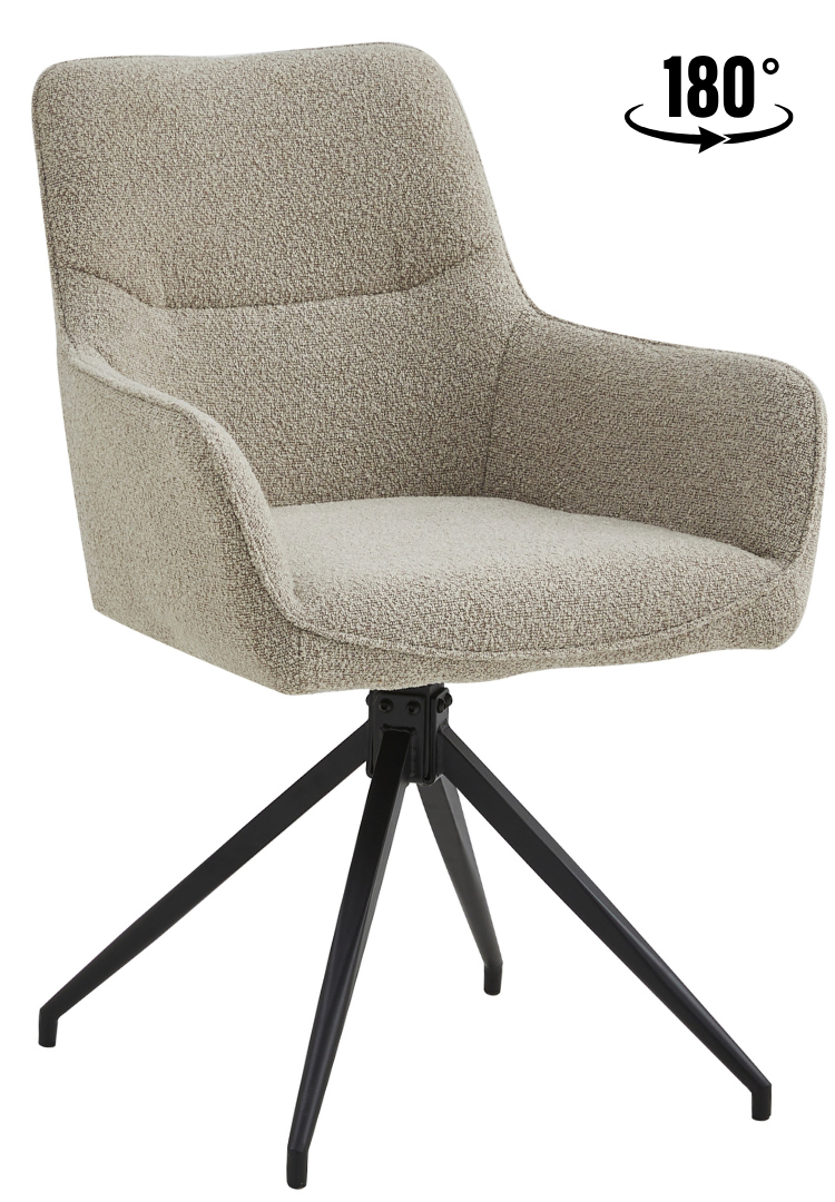 Eetkamerstoel Lagos Bouclé Taupe 180 ° C draaistoel