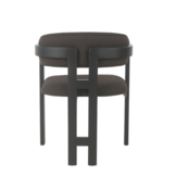 Eetkamerstoel Tribanto Bouclé Zwarte Teddy stof - Zwart eikenhout