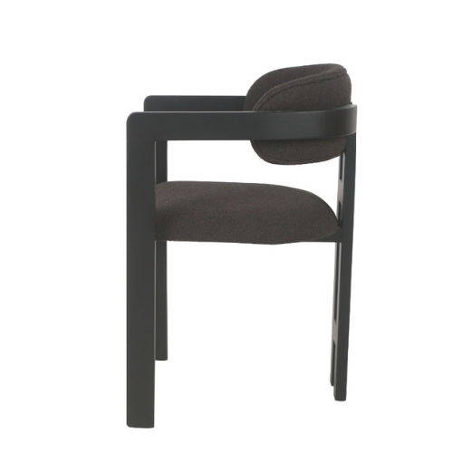 Eetkamerstoel Tribanto Bouclé Zwarte Teddy stof - Zwart eikenhout