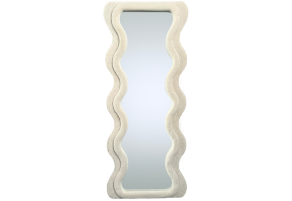 Wave spiegel - XL  - Wit fluffy