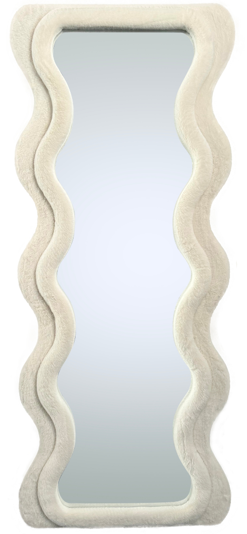 Wave spiegel - XL  - Wit fluffy