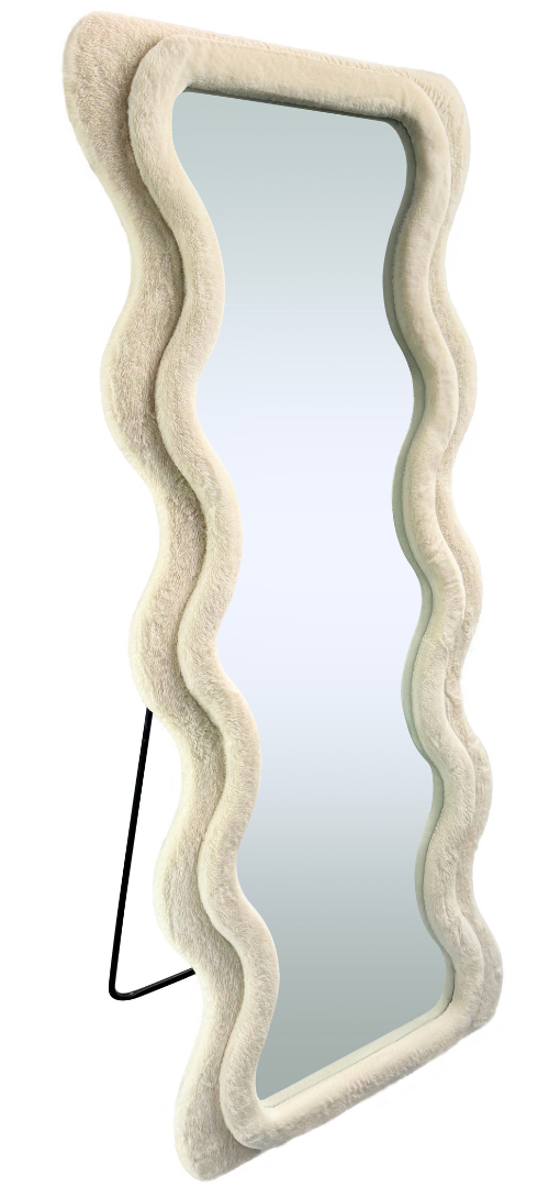 Wave spiegel - XL  - Wit fluffy