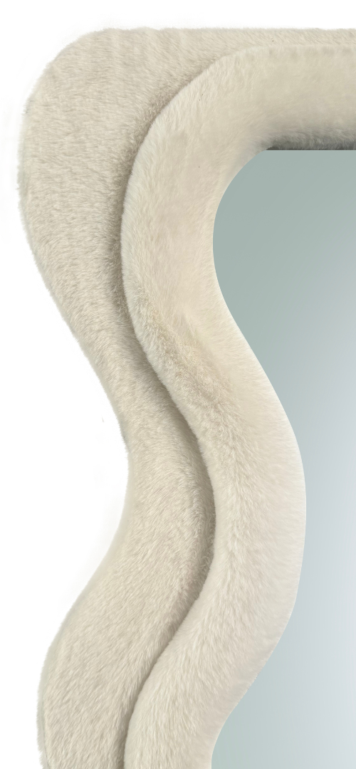 Wave spiegel - XL  - Wit fluffy