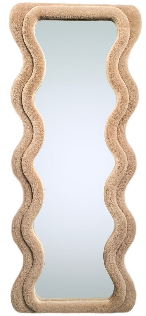 Wave spiegel - XL  - Taupe fluffy