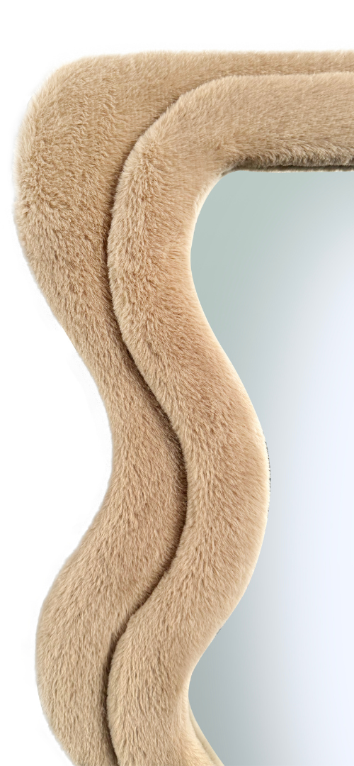Wave spiegel - XL  - Taupe fluffy