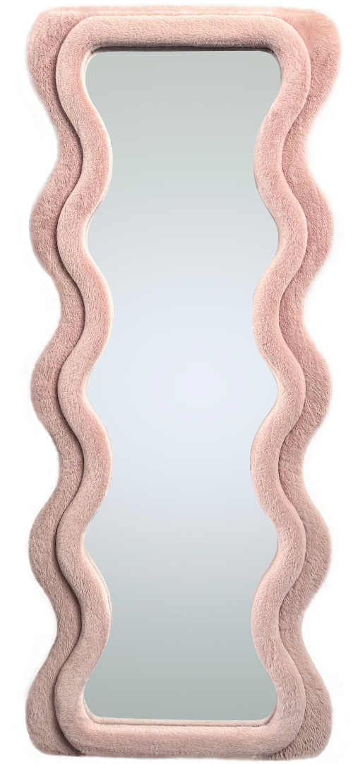 Wave spiegel - XL  - Roze fluffy