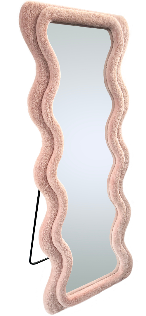 Wave spiegel - XL  - Roze fluffy