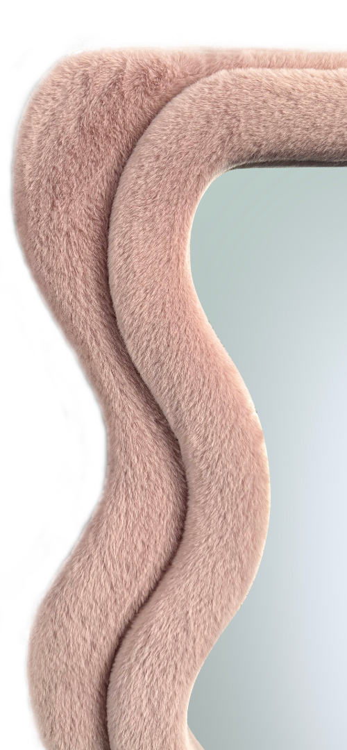 Wave spiegel - XL  - Roze fluffy