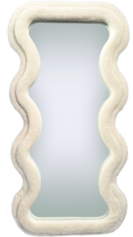 Wave spiegel - M - Wit fluffy