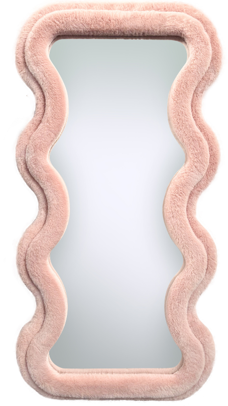 Wave spiegel - M - Roze fluffy