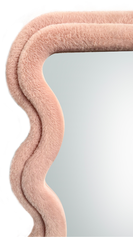 Wave spiegel - M - Roze fluffy