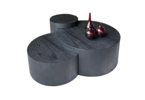 Salontafel Brothers Cilinder vorm - set van 3 - Zwart eiken fineer