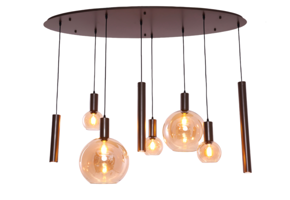 Hanglamp Aura  - Bruin - 8 lichts - Ovaal