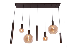 Hanglamp Aura  - Bruin - 7 lichts - Rechthoekig