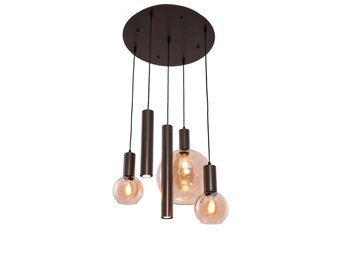 Hanglamp Aura  - Bruin - 5 lichts - Rond