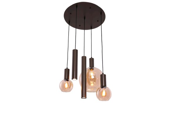 Hanglamp Aura  - Bruin - 5 lichts - Rond