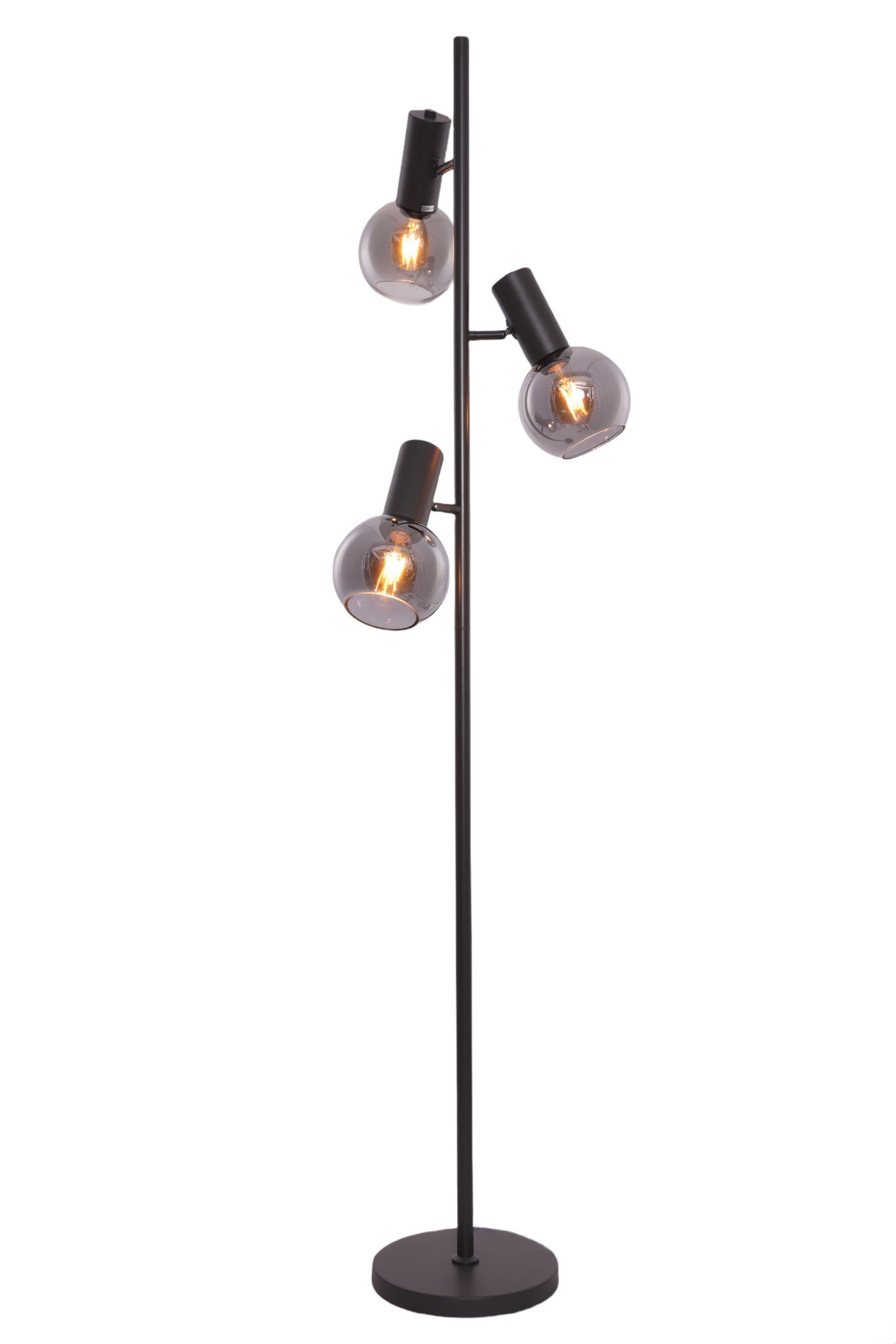 Vloerlamp Aura  - Metallic grijs - 3 lichts - Smoke glas