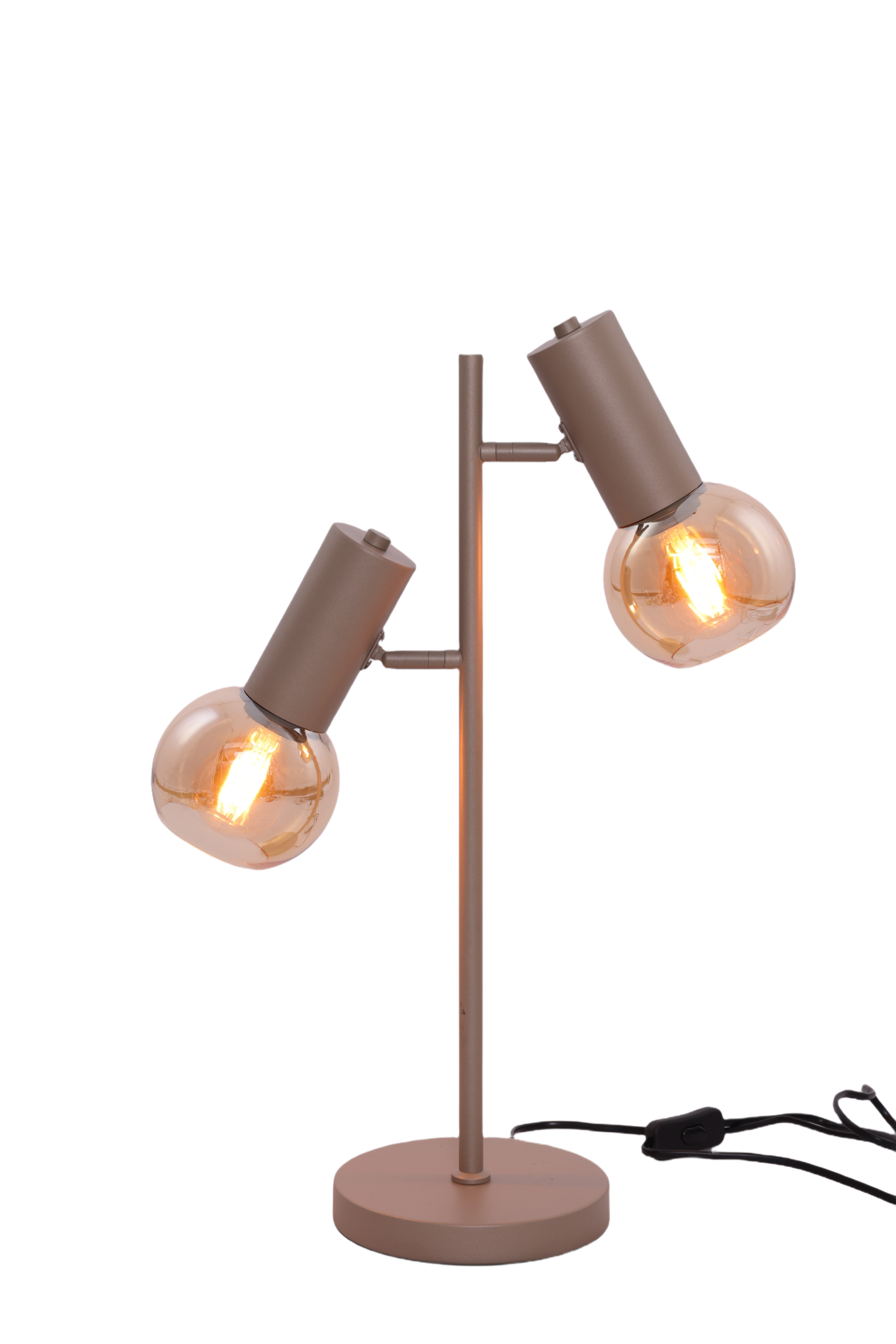 Tafellamp Aura  - Champagne - 2 lichts - Amber glas