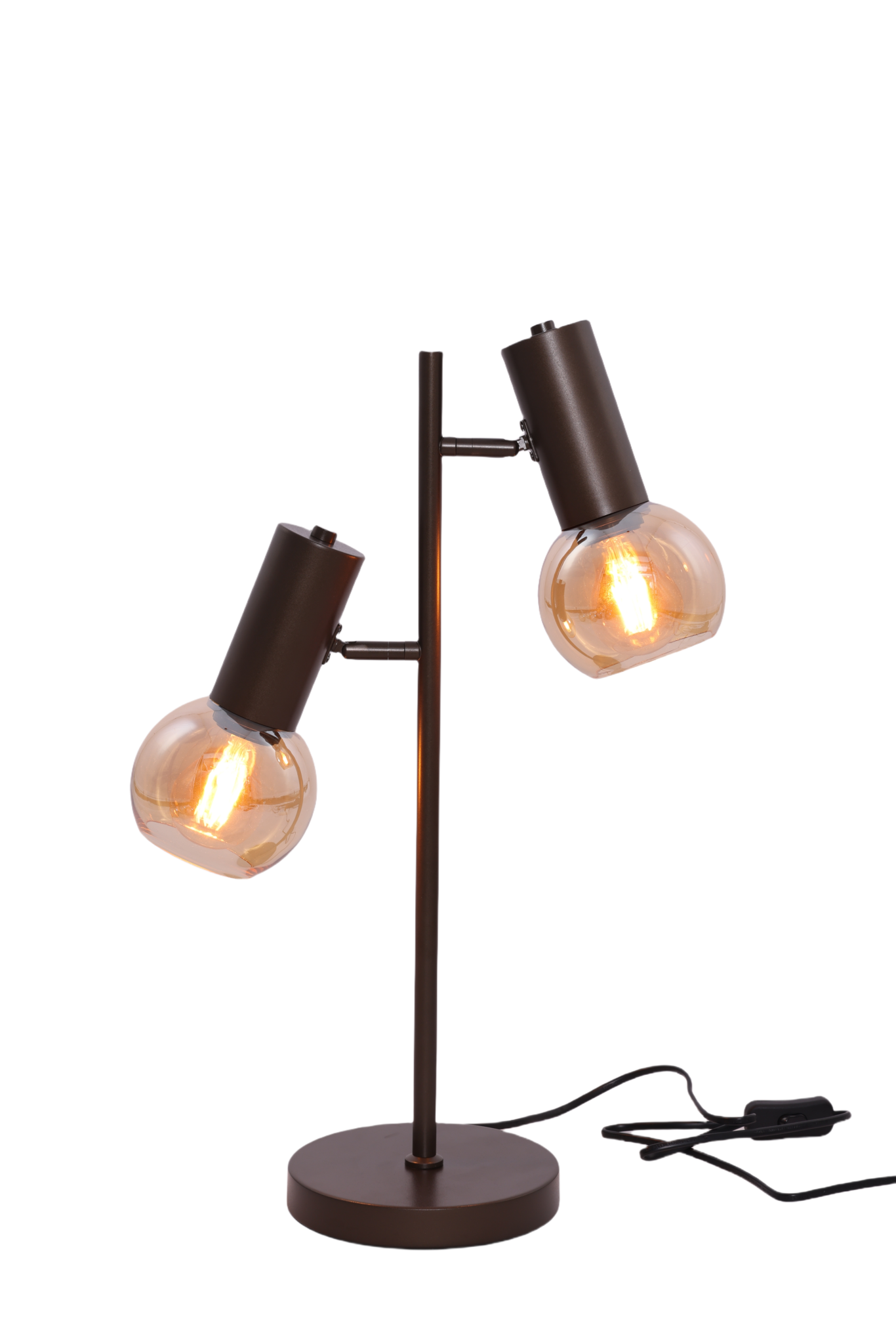 Tafellamp Aura - Bruin - 2 lichts - Amber glas