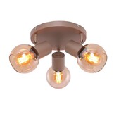 Plafondlamp Aura  - Champagne - 3 lichts - Rond - Amber glas
