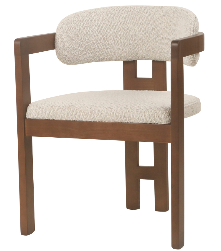 Eetkamerstoel Tribanto Bouclé Teddy stof - Walnoot eikenhout