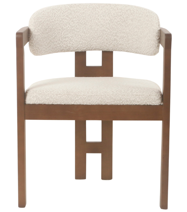 Eetkamerstoel Tribanto Bouclé Teddy stof - Walnoot eikenhout