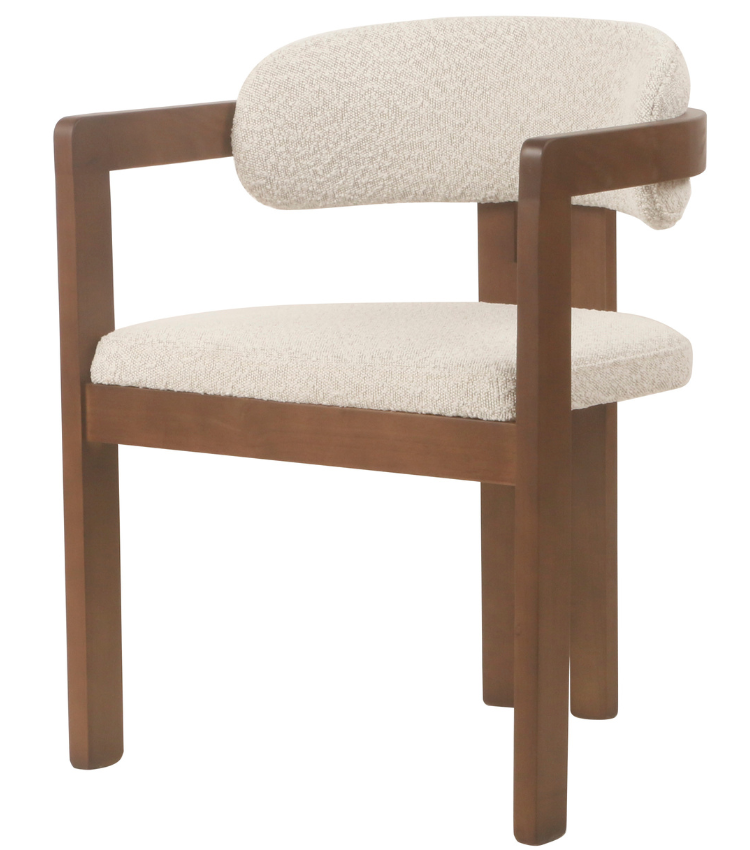 Eetkamerstoel Tribanto Bouclé Teddy stof - Walnoot eikenhout