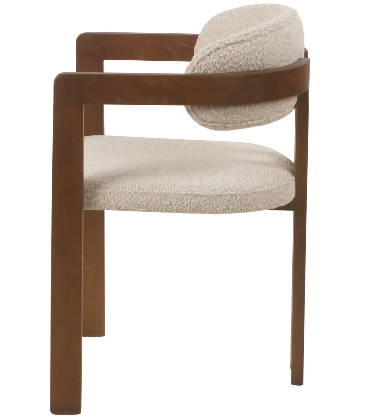 Eetkamerstoel Tribanto Bouclé Teddy stof - Walnoot eikenhout