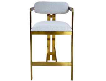 Barstoel Tribanto Bouclé Teddy stof - Goud