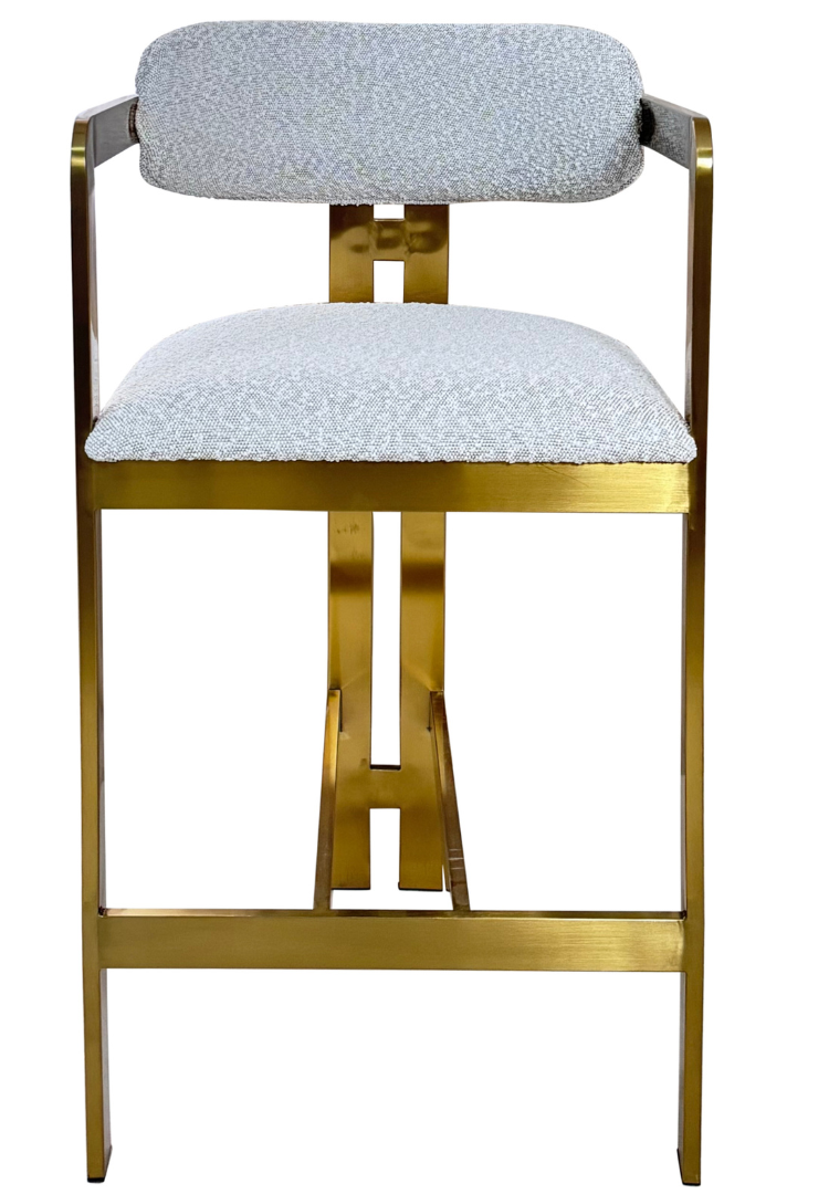 Barstoel Tribanto Bouclé Teddy stof - Geborsteld Goud